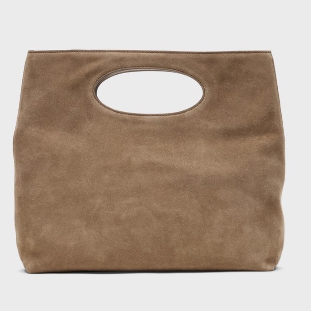Banana Republic Cement Gray suede clutch purse NWT